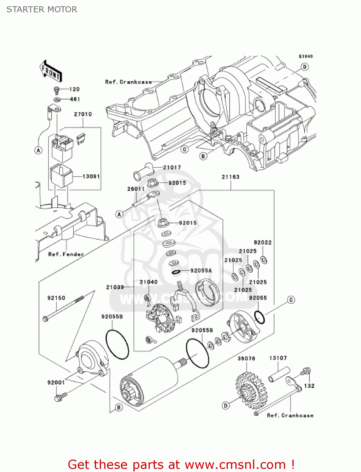 STARTER MOTOR ZR1200A1 ZRX1200R 2001 USA CALIFORNIA CANADA
