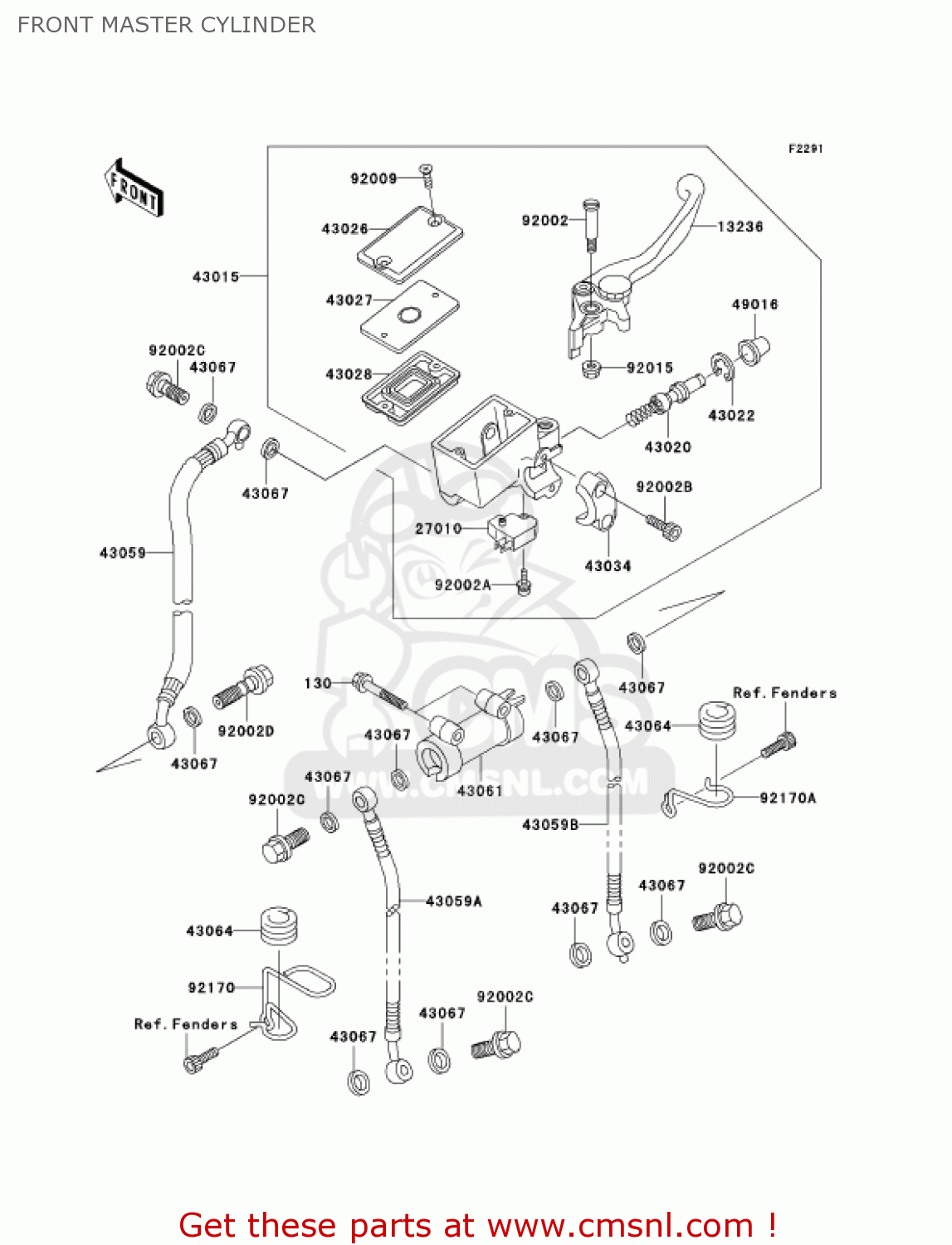 FRONT MASTER CYLINDER ZR1200A1 ZRX1200R 2001 USA CALIFORNIA CANADA