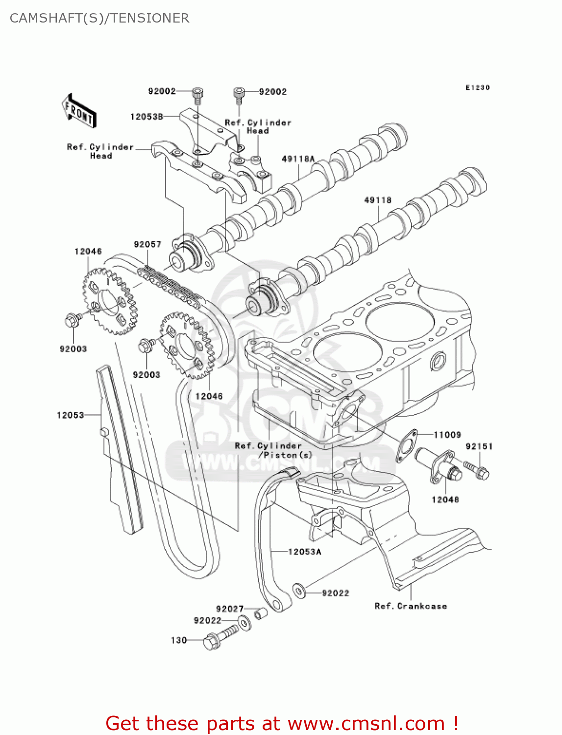 CAMSHAFT(S)/TENSIONER ZR1200A1 ZRX1200R 2001 USA CALIFORNIA CANADA