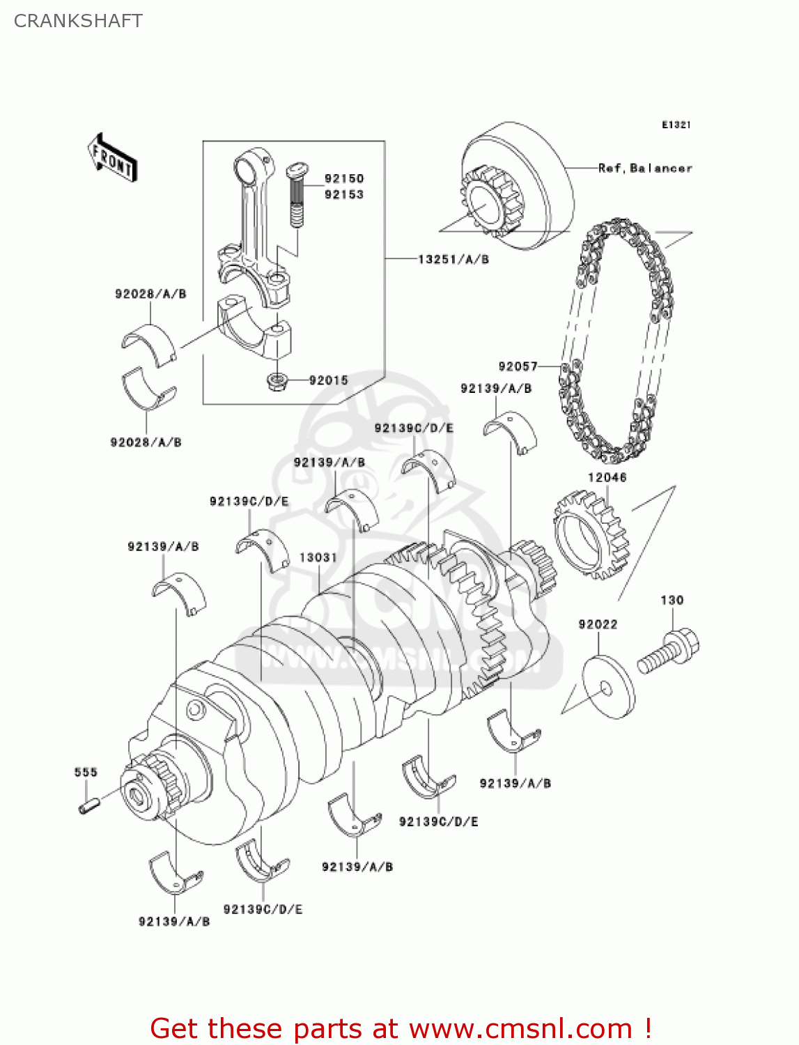 CRANKSHAFT ZR1200A1 ZRX1200R 2001 USA CALIFORNIA CANADA