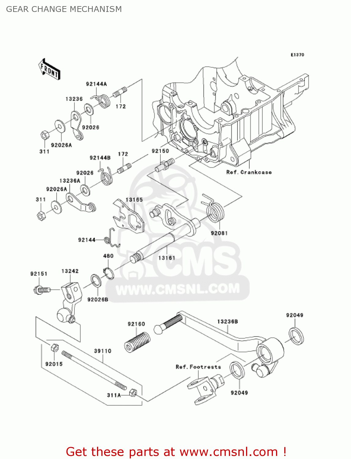GEAR CHANGE MECHANISM ZR1200A1 ZRX1200R 2001 USA CALIFORNIA CANADA