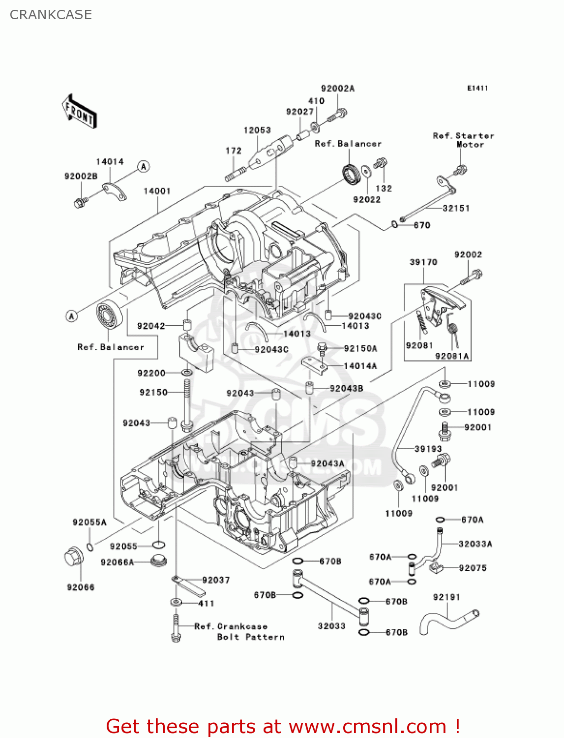 CRANKCASE ZR1200A1 ZRX1200R 2001 USA CALIFORNIA CANADA