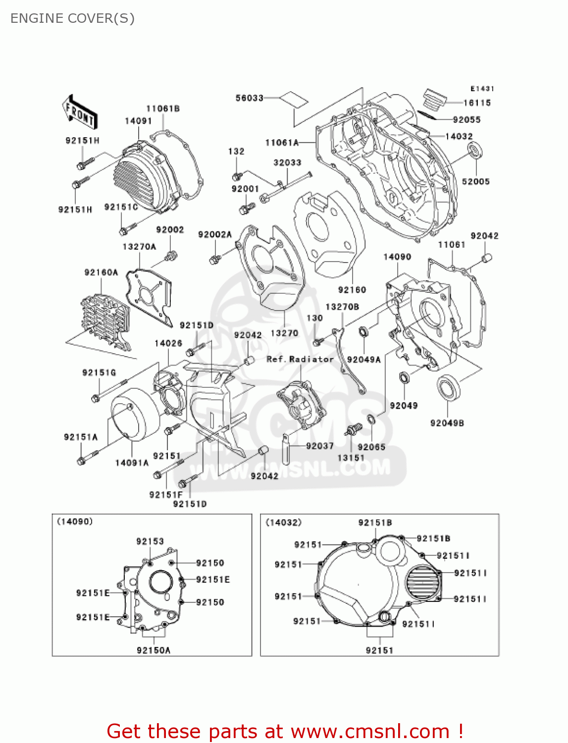 ENGINE COVER(S) ZR1200A1 ZRX1200R 2001 USA CALIFORNIA CANADA