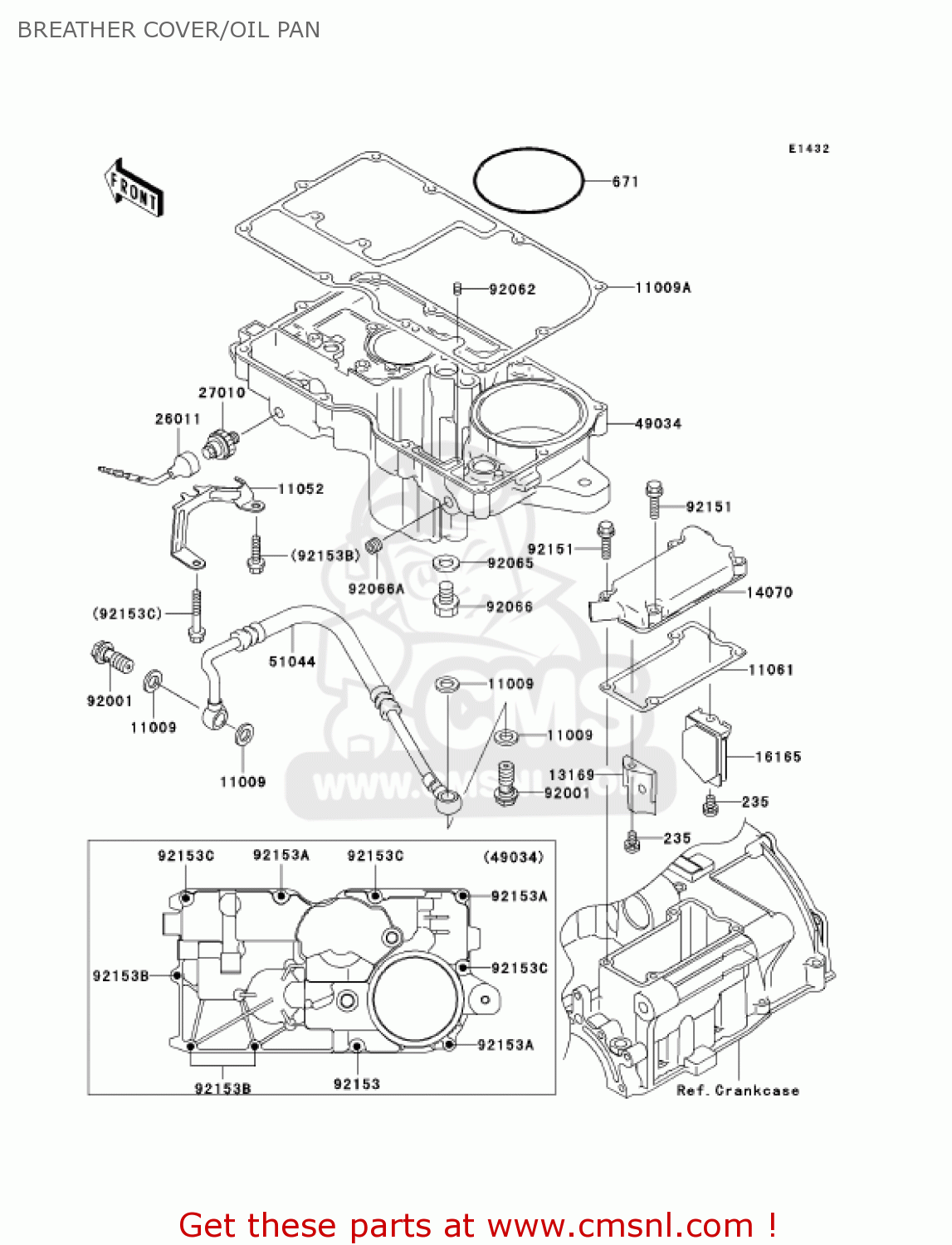 BREATHER COVER/OIL PAN ZR1200A1 ZRX1200R 2001 USA CALIFORNIA CANADA