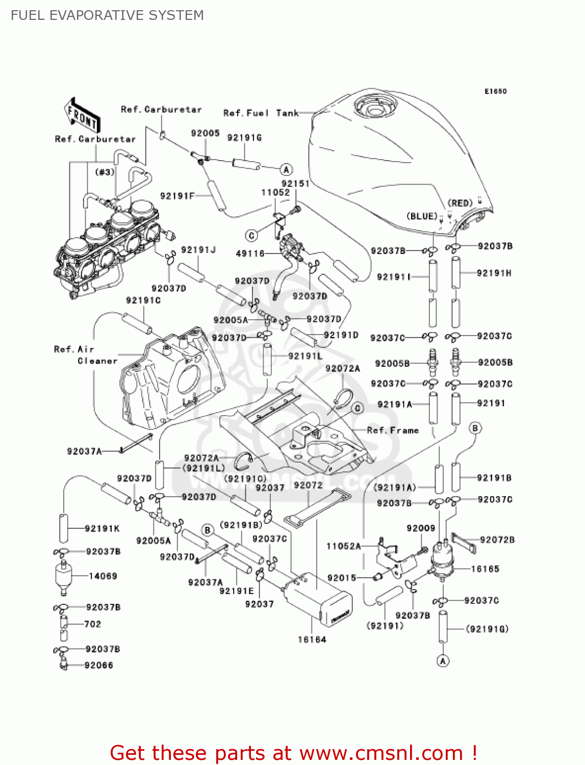 FUEL EVAPORATIVE SYSTEM ZR1200A1 ZRX1200R 2001 USA CALIFORNIA CANADA