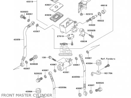 FRONT MASTER CYLINDER - ZR1200A1 ZRX1200R 2001 USA CALIFORNIA CANADA