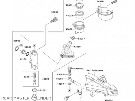 REAR MASTER CYLINDER - ZR1200A1 ZRX1200R 2001 USA CALIFORNIA CANADA