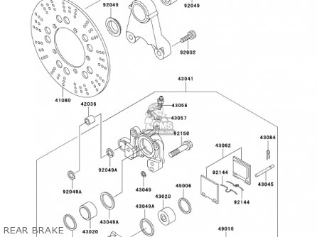 REAR BRAKE - ZR1200A1 ZRX1200R 2001 USA CALIFORNIA CANADA