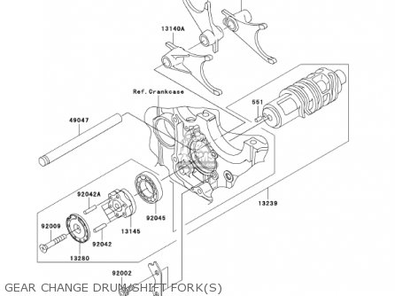 GEAR CHANGE DRUM/SHIFT FORK(S) - ZR1200A1 ZRX1200R 2001 USA CALIFORNIA CANADA