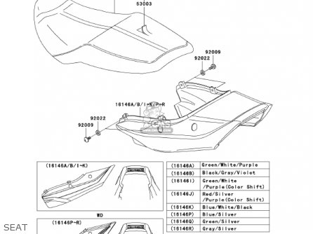 SEAT - ZR1200A1 ZRX1200R 2001 USA CALIFORNIA CANADA