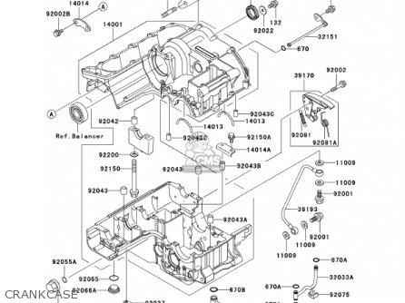 CRANKCASE - ZR1200A1 ZRX1200R 2001 USA CALIFORNIA CANADA