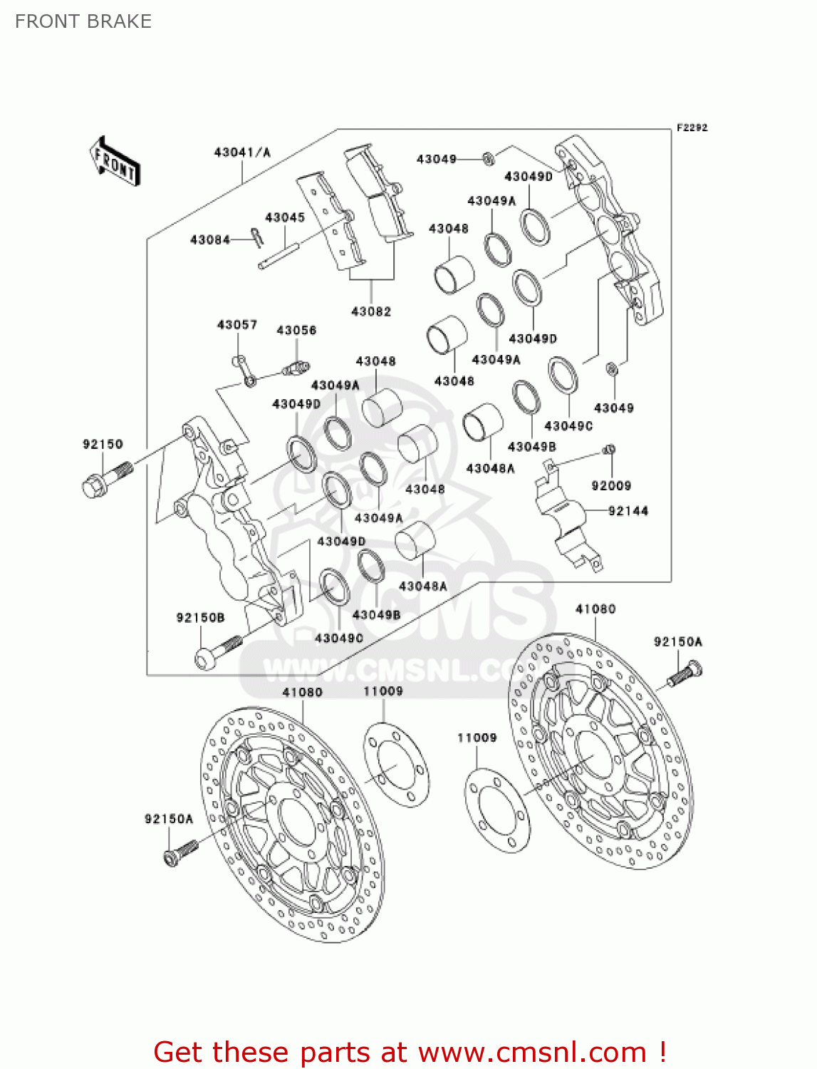 FRONT BRAKE ZR1200A2 ZRX1200R 2002 USA CALIFORNIA CANADA