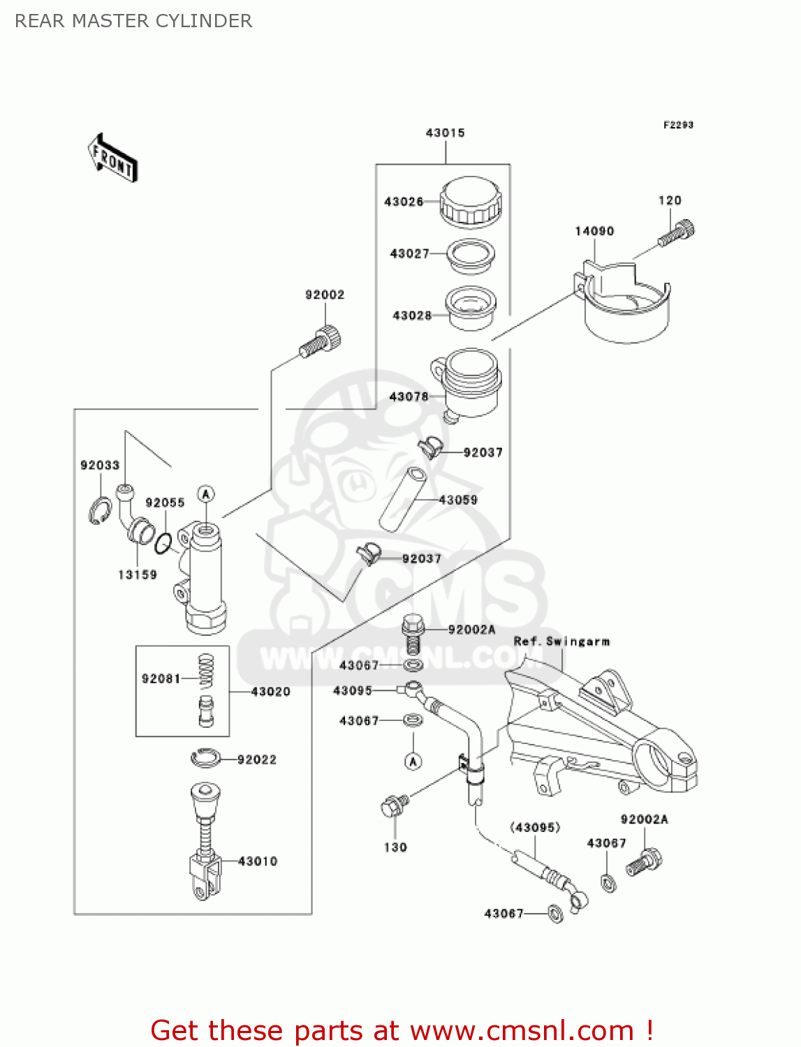REAR MASTER CYLINDER ZR1200A2 ZRX1200R 2002 USA CALIFORNIA CANADA