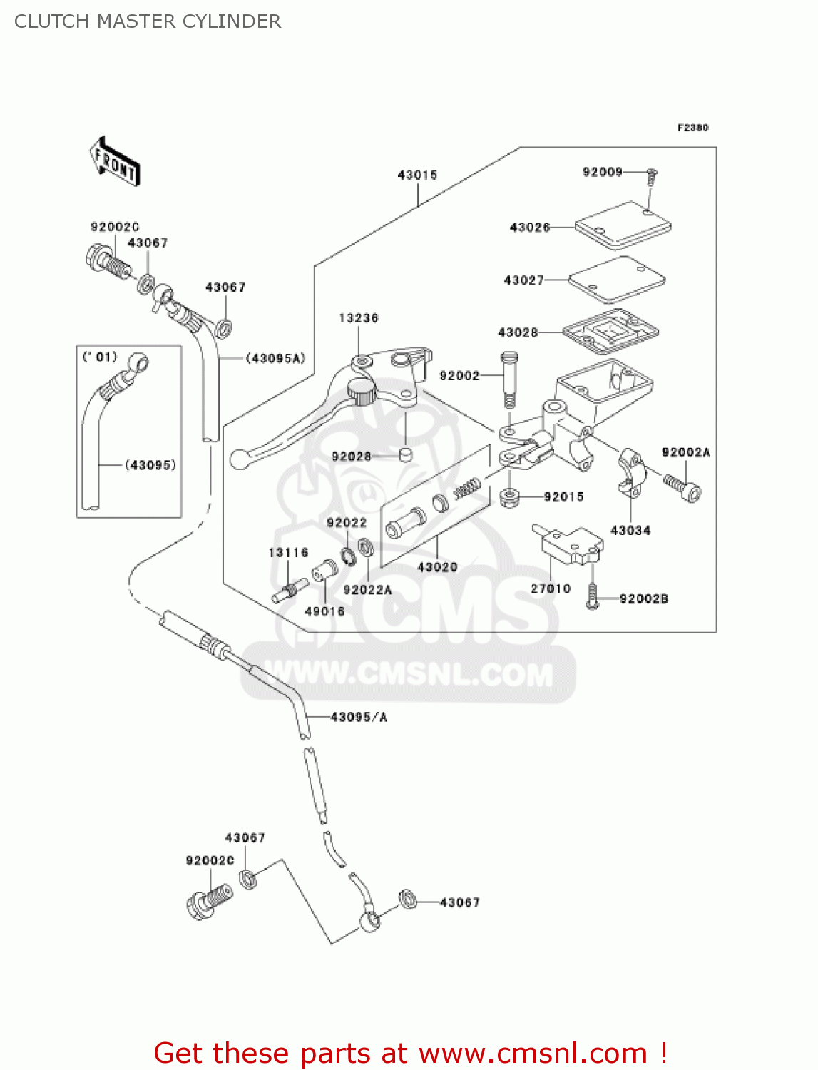 CLUTCH MASTER CYLINDER ZR1200A2 ZRX1200R 2002 USA CALIFORNIA CANADA
