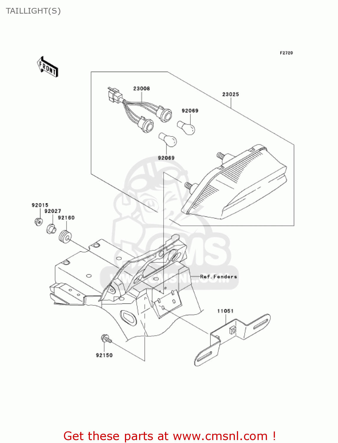 TAILLIGHT(S) ZR1200A2 ZRX1200R 2002 USA CALIFORNIA CANADA