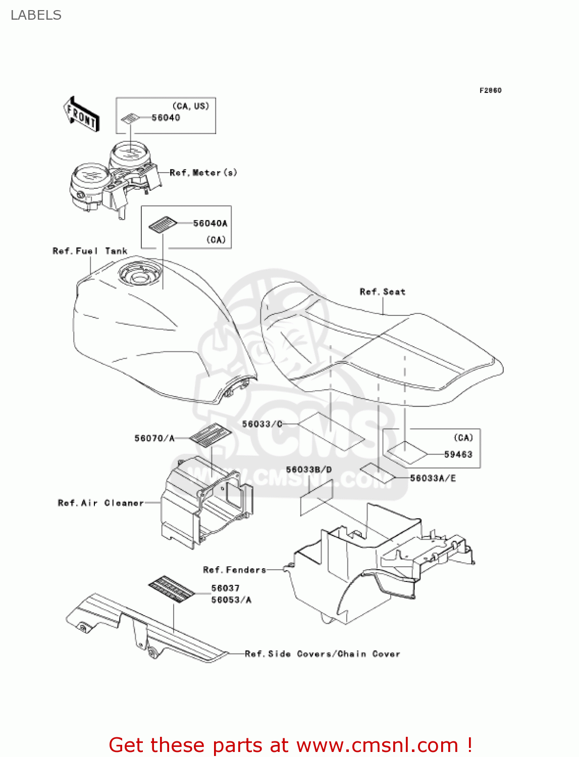 LABELS ZR1200A2 ZRX1200R 2002 USA CALIFORNIA CANADA