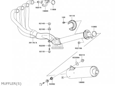 MUFFLER(S) - ZR1200A2 ZRX1200R 2002 USA CALIFORNIA CANADA