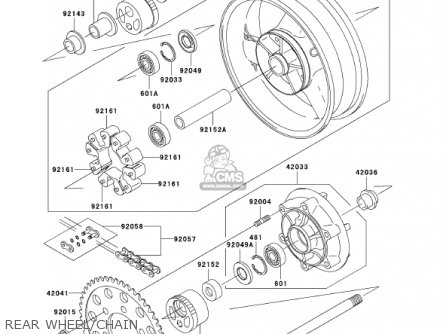 REAR WHEEL/CHAIN - ZR1200A2 ZRX1200R 2002 USA CALIFORNIA CANADA