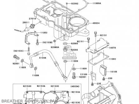 BREATHER COVER/OIL PAN - ZR1200A2 ZRX1200R 2002 USA CALIFORNIA CANADA