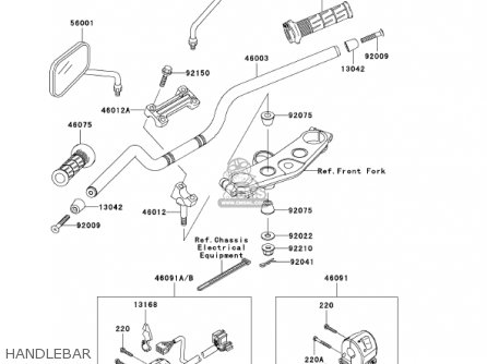 HANDLEBAR - ZR1200A2 ZRX1200R 2002 USA CALIFORNIA CANADA