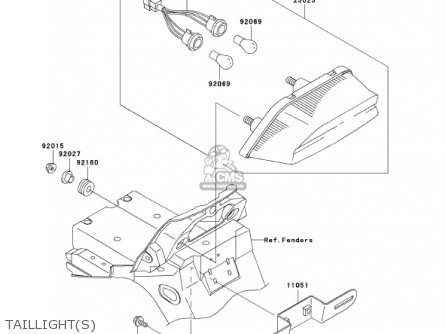 TAILLIGHT(S) - ZR1200A2 ZRX1200R 2002 USA CALIFORNIA CANADA