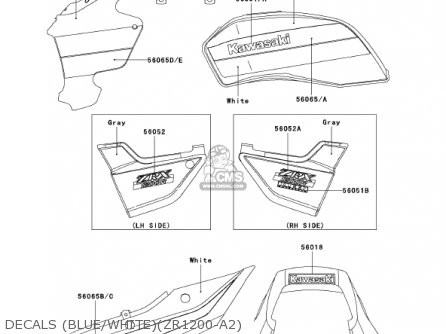 DECALS (BLUE/WHITE)(ZR1200-A2) - ZR1200A2 ZRX1200R 2002 USA CALIFORNIA CANADA