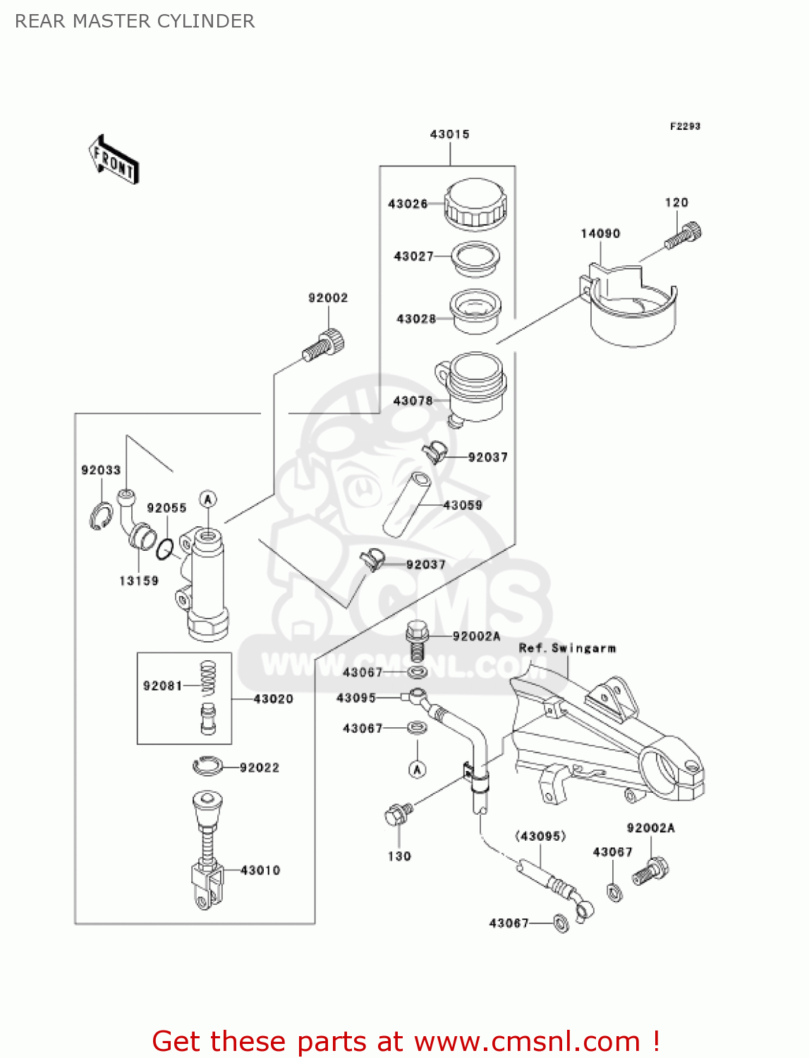 REAR MASTER CYLINDER ZR1200A3 ZRX1200R 2003 USA CALIFORNIA CANADA