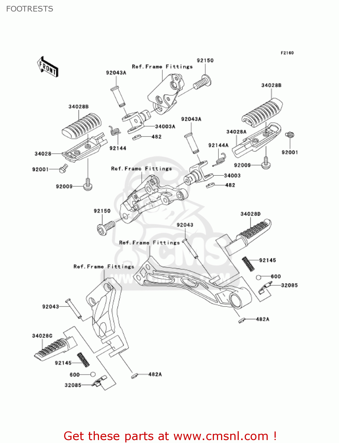 FOOTRESTS ZR1200A3 ZRX1200R 2003 USA CALIFORNIA CANADA