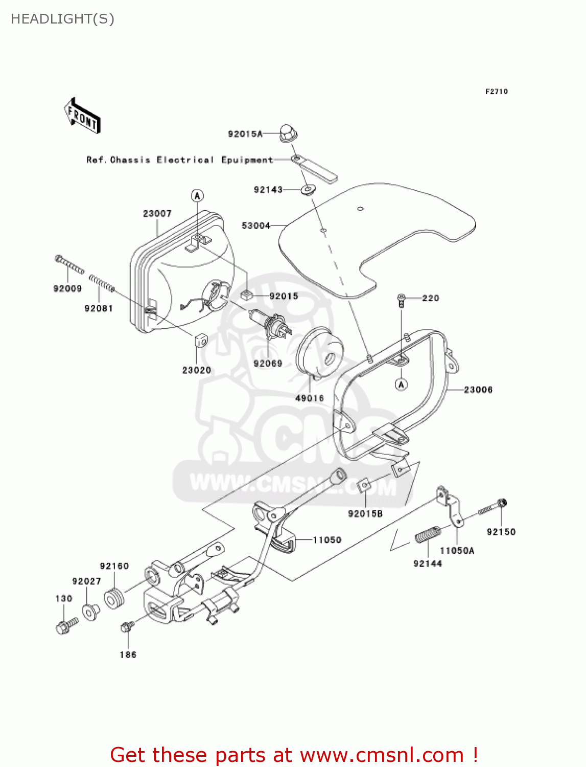 HEADLIGHT(S) ZR1200A3 ZRX1200R 2003 USA CALIFORNIA CANADA