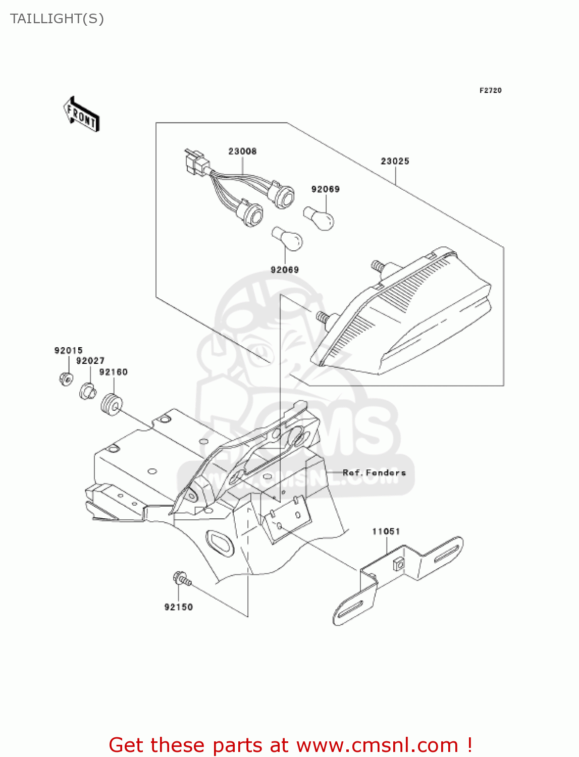 TAILLIGHT(S) ZR1200A3 ZRX1200R 2003 USA CALIFORNIA CANADA