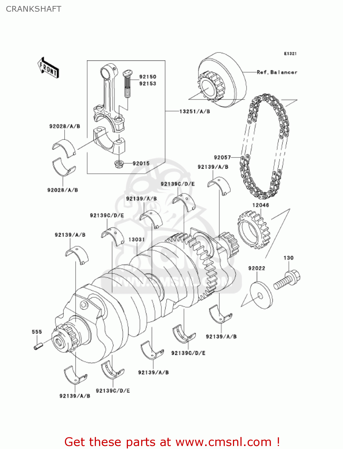 CRANKSHAFT ZR1200A3 ZRX1200R 2003 USA CALIFORNIA CANADA
