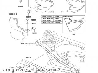 SIDE COVERS/CHAIN COVER - ZR1200A3 ZRX1200R 2003 USA CALIFORNIA CANADA