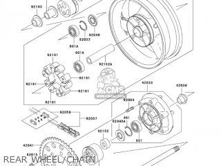 REAR WHEEL/CHAIN - ZR1200A3 ZRX1200R 2003 USA CALIFORNIA CANADA