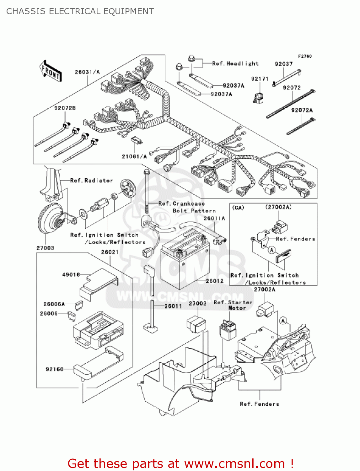 CHASSIS ELECTRICAL EQUIPMENT ZR1200A4 ZRX1200R 2004 USA CALIFORNIA CANADA