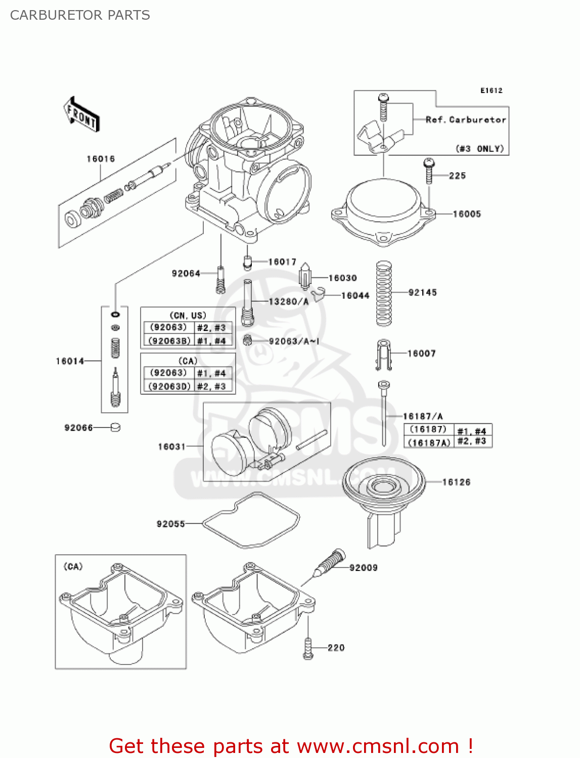 CARBURETOR PARTS ZR1200A4 ZRX1200R 2004 USA CALIFORNIA CANADA