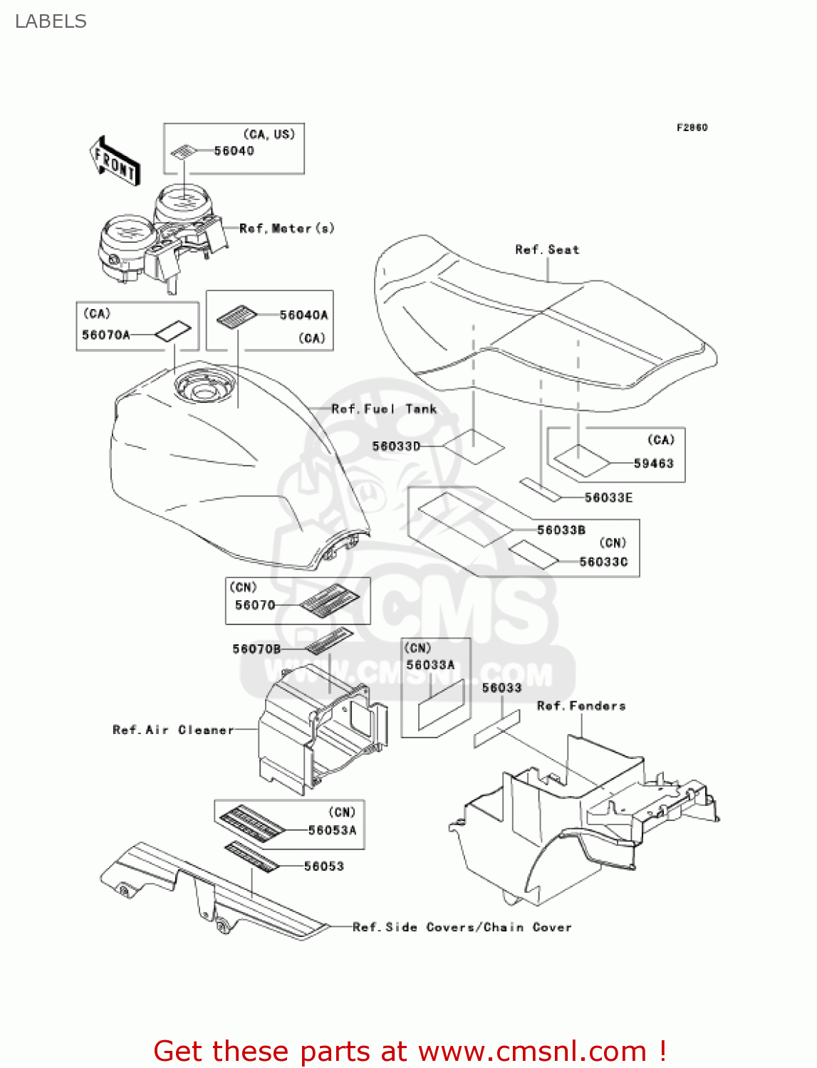 LABELS ZR1200A4 ZRX1200R 2004 USA CALIFORNIA CANADA