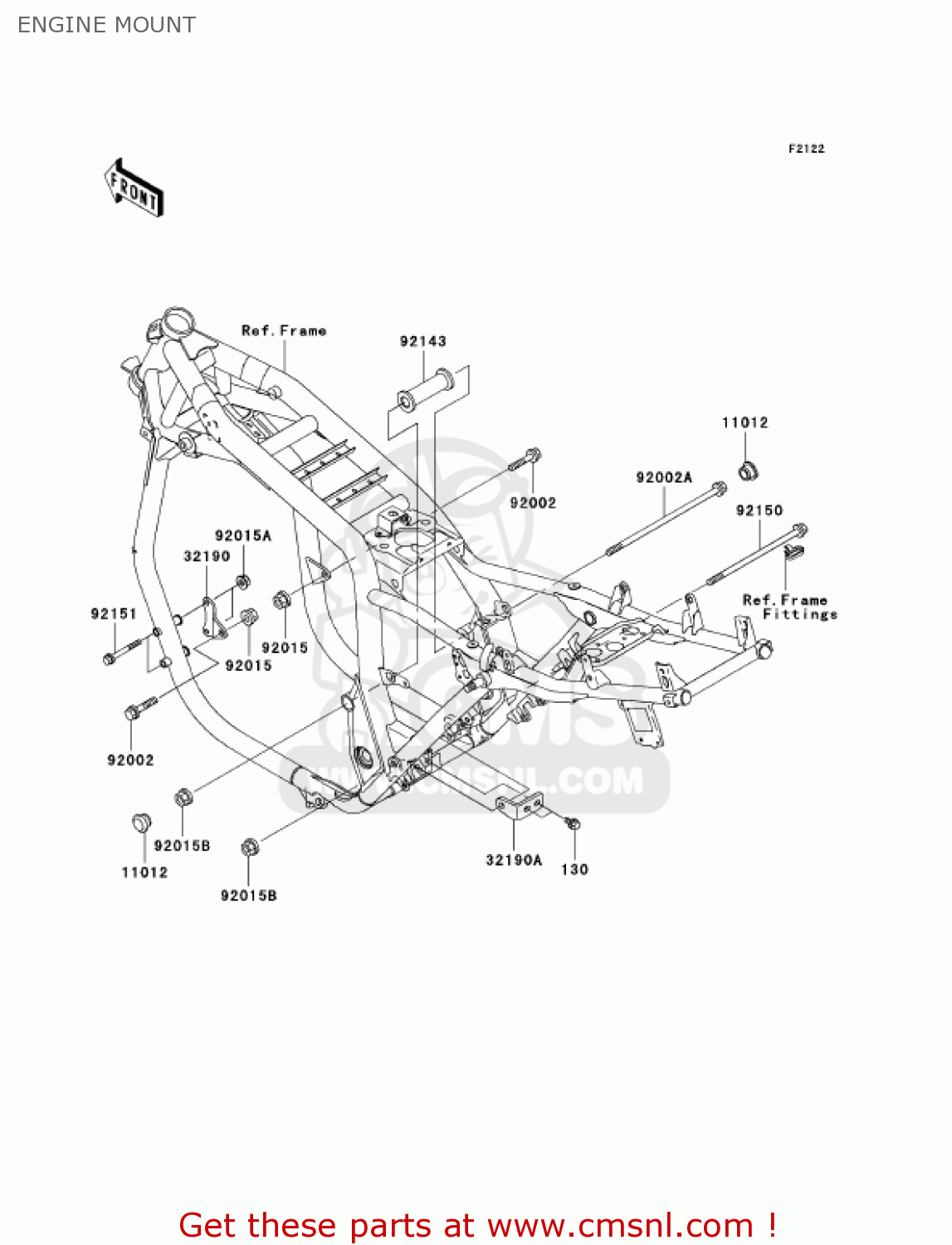 ENGINE MOUNT ZR1200A4 ZRX1200R 2004 USA CALIFORNIA CANADA