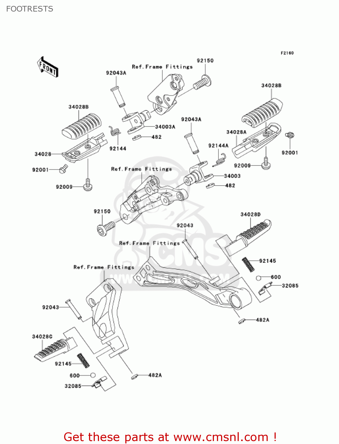 FOOTRESTS ZR1200A4 ZRX1200R 2004 USA CALIFORNIA CANADA