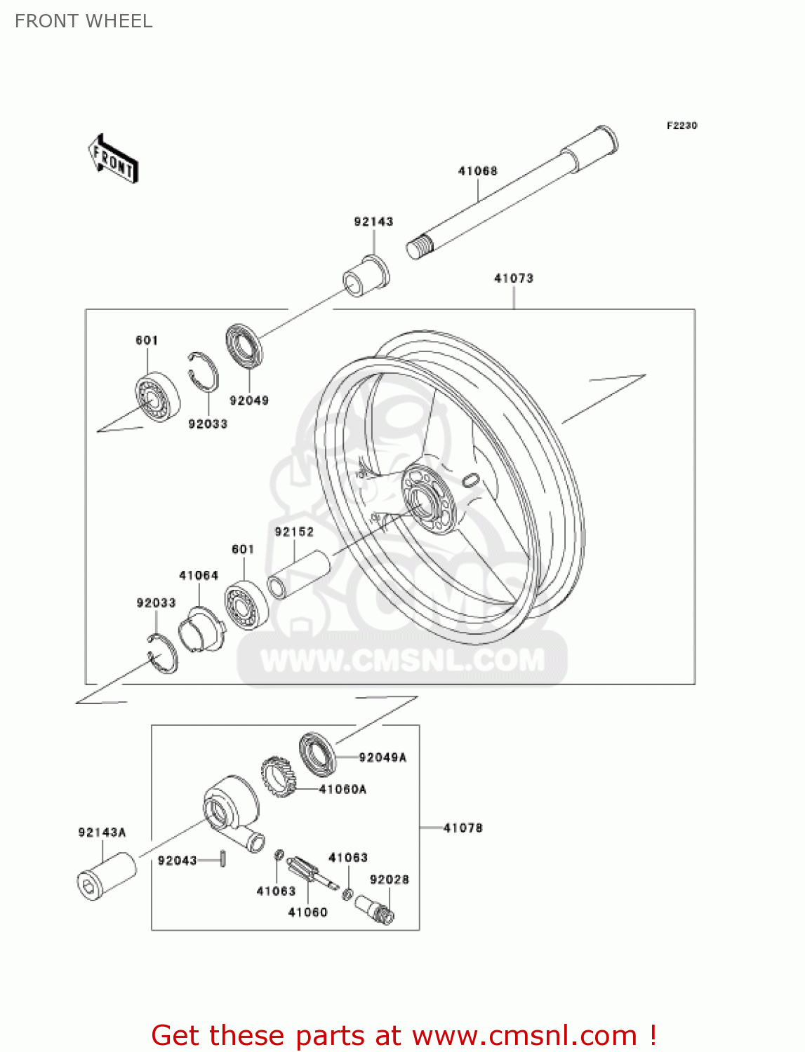 FRONT WHEEL ZR1200A4 ZRX1200R 2004 USA CALIFORNIA CANADA