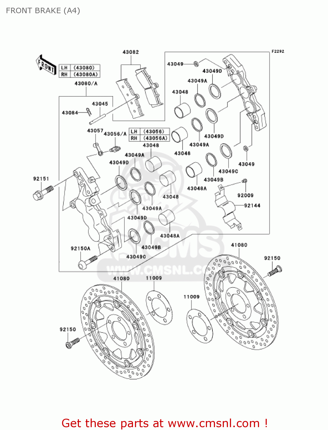 FRONT BRAKE (A4) ZR1200A4 ZRX1200R 2004 USA CALIFORNIA CANADA