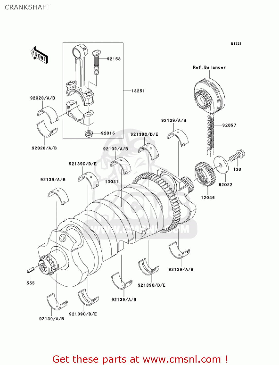 CRANKSHAFT ZR1200A4 ZRX1200R 2004 USA CALIFORNIA CANADA