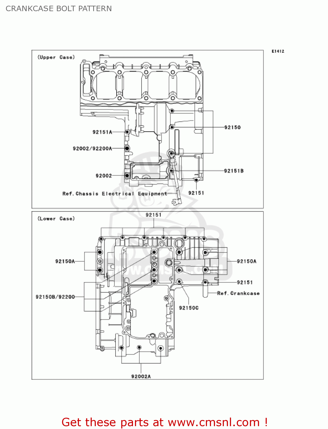 CRANKCASE BOLT PATTERN ZR1200A4 ZRX1200R 2004 USA CALIFORNIA CANADA