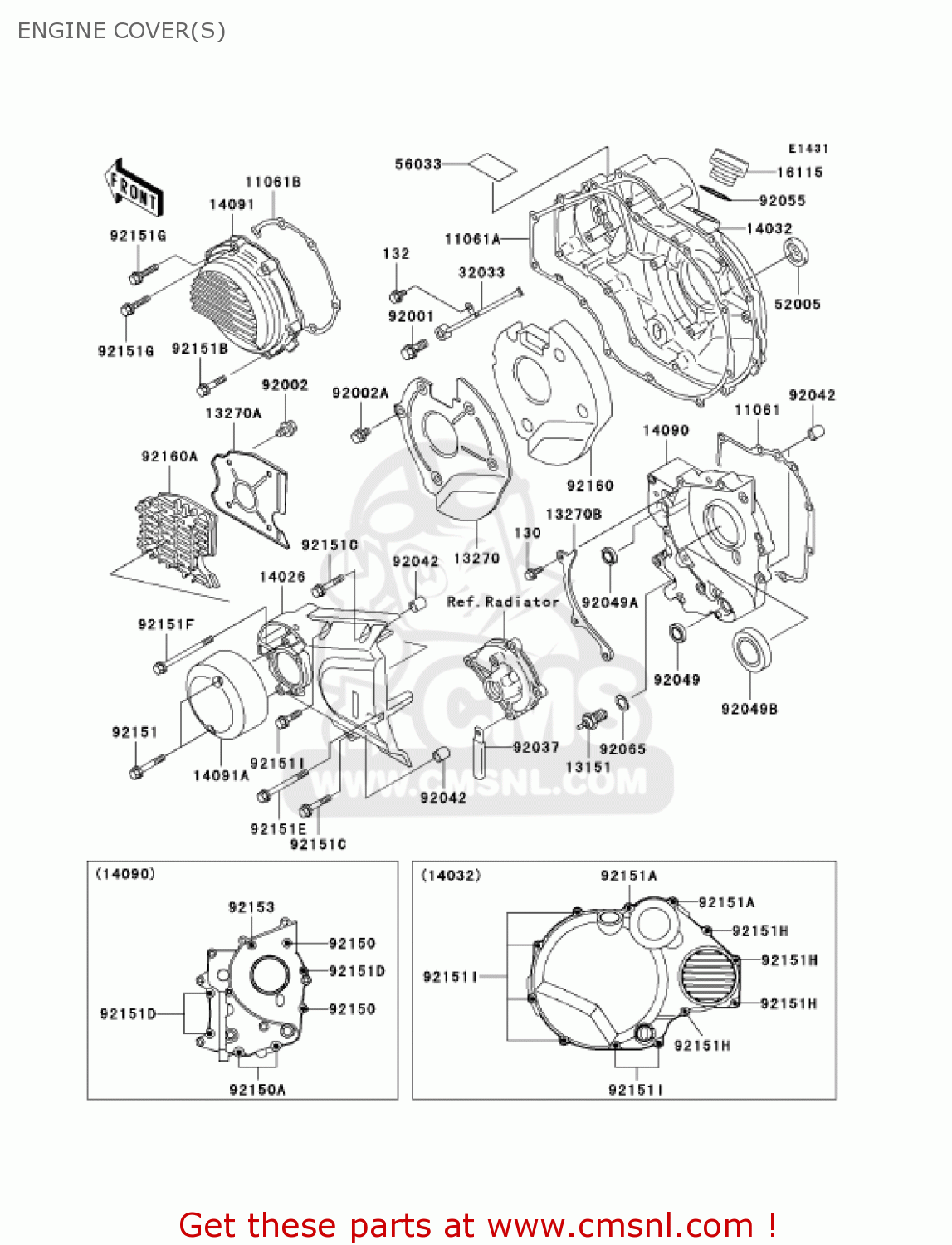 ENGINE COVER(S) ZR1200A4 ZRX1200R 2004 USA CALIFORNIA CANADA