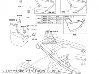 SIDE COVERS/CHAIN COVER - ZR1200A4 ZRX1200R 2004 USA CALIFORNIA CANADA