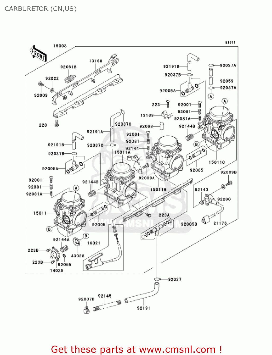 CARBURETOR (CN,US) ZR1200A5 ZRX1200R 2005 USA CALIFORNIA CANADA
