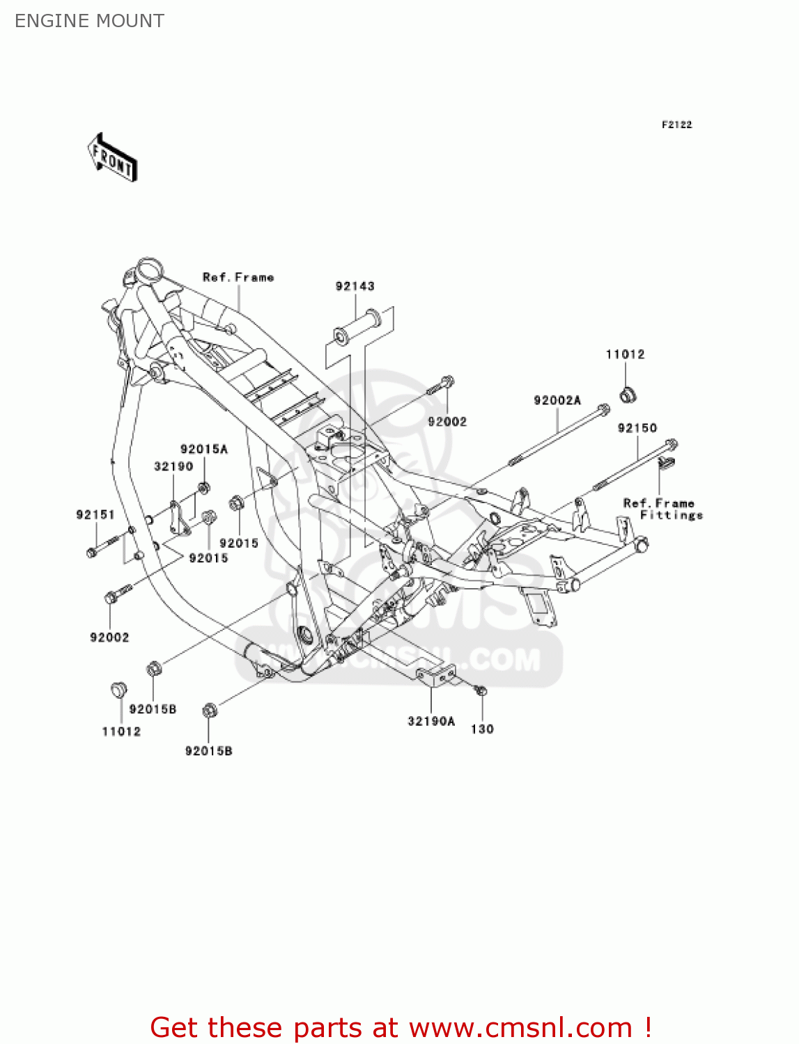 ENGINE MOUNT ZR1200A5 ZRX1200R 2005 USA CALIFORNIA CANADA