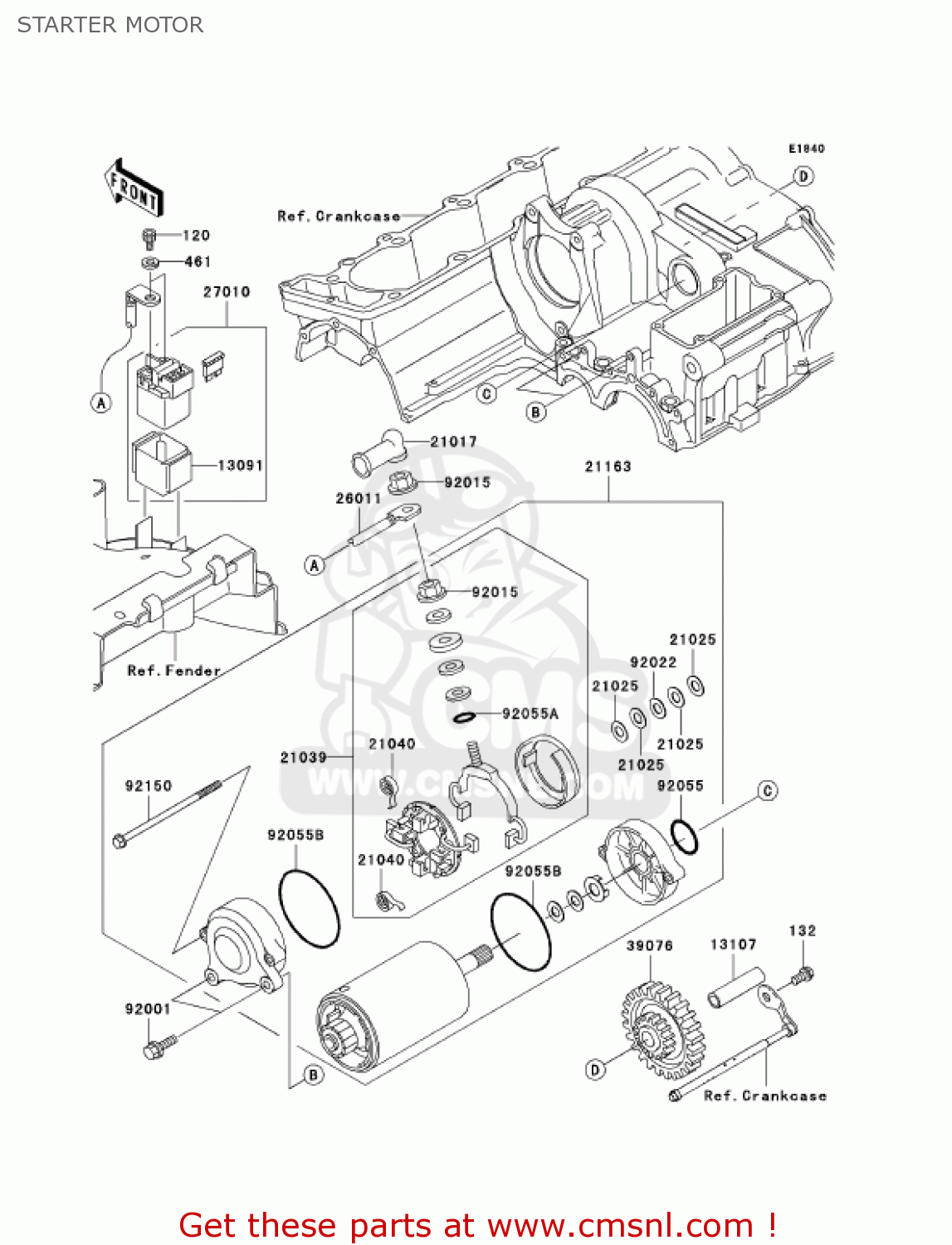 STARTER MOTOR ZR1200A5 ZRX1200R 2005 USA CALIFORNIA CANADA