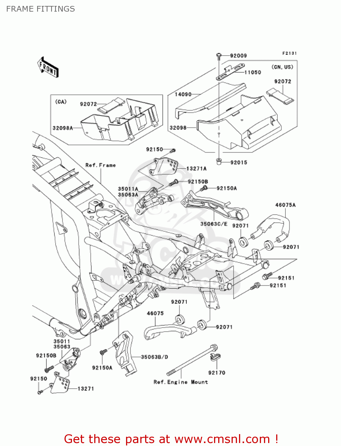 FRAME FITTINGS ZR1200A5 ZRX1200R 2005 USA CALIFORNIA CANADA