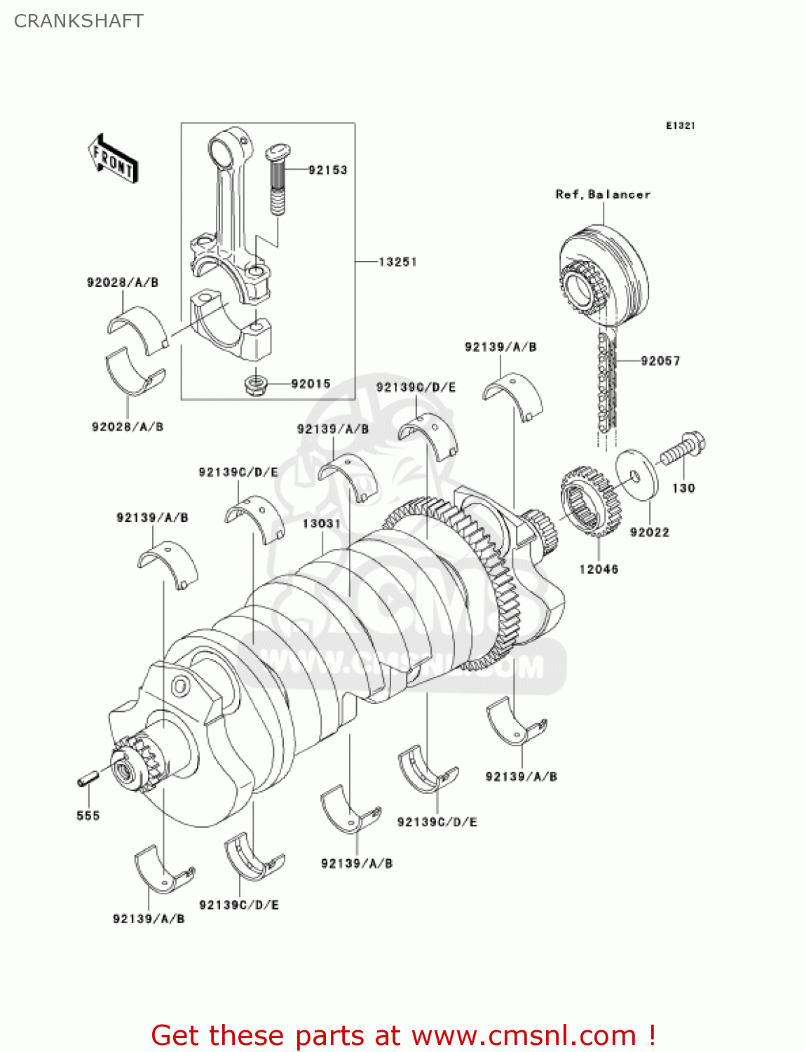 CRANKSHAFT ZR1200A5 ZRX1200R 2005 USA CALIFORNIA CANADA