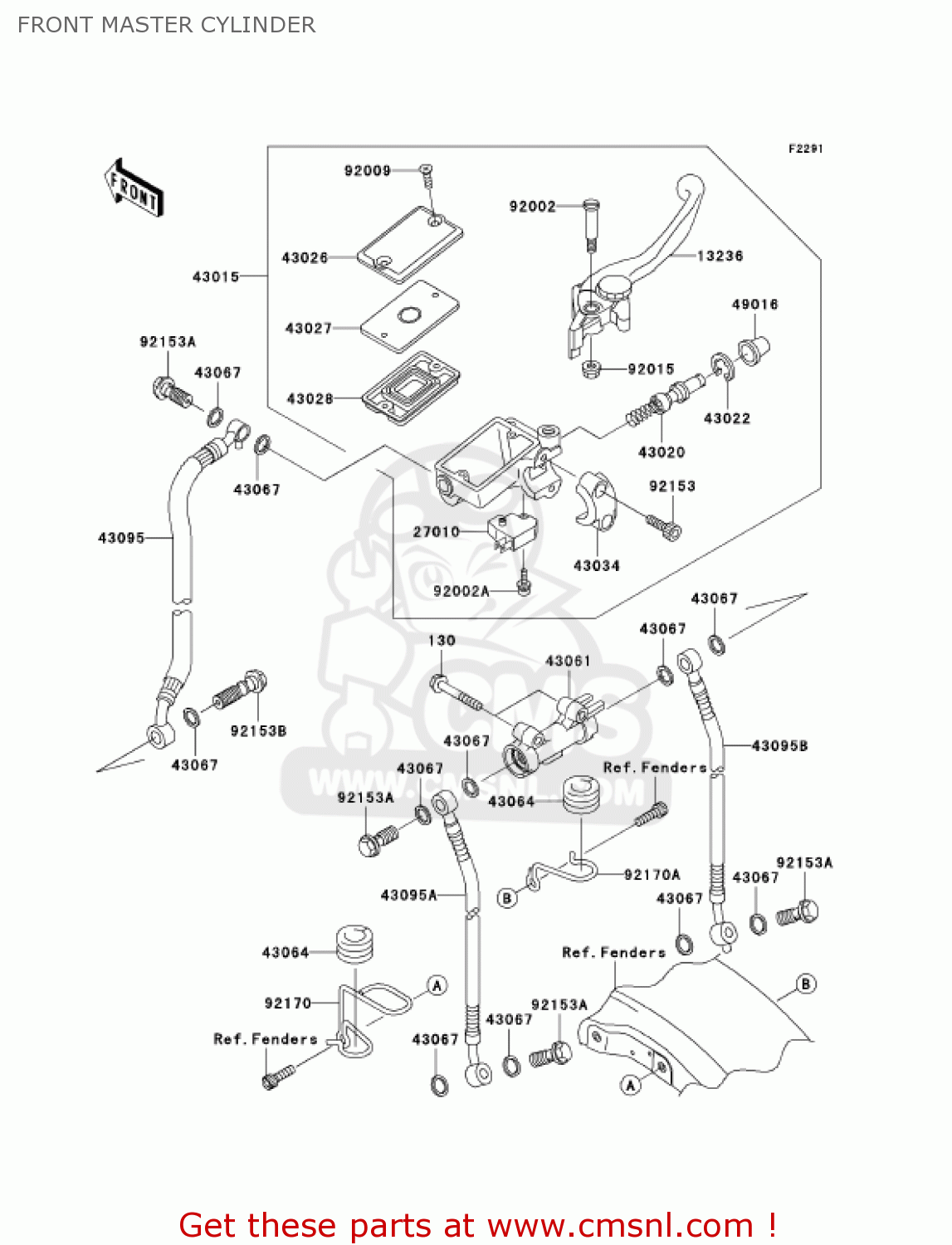 FRONT MASTER CYLINDER ZR1200A5 ZRX1200R 2005 USA CALIFORNIA CANADA